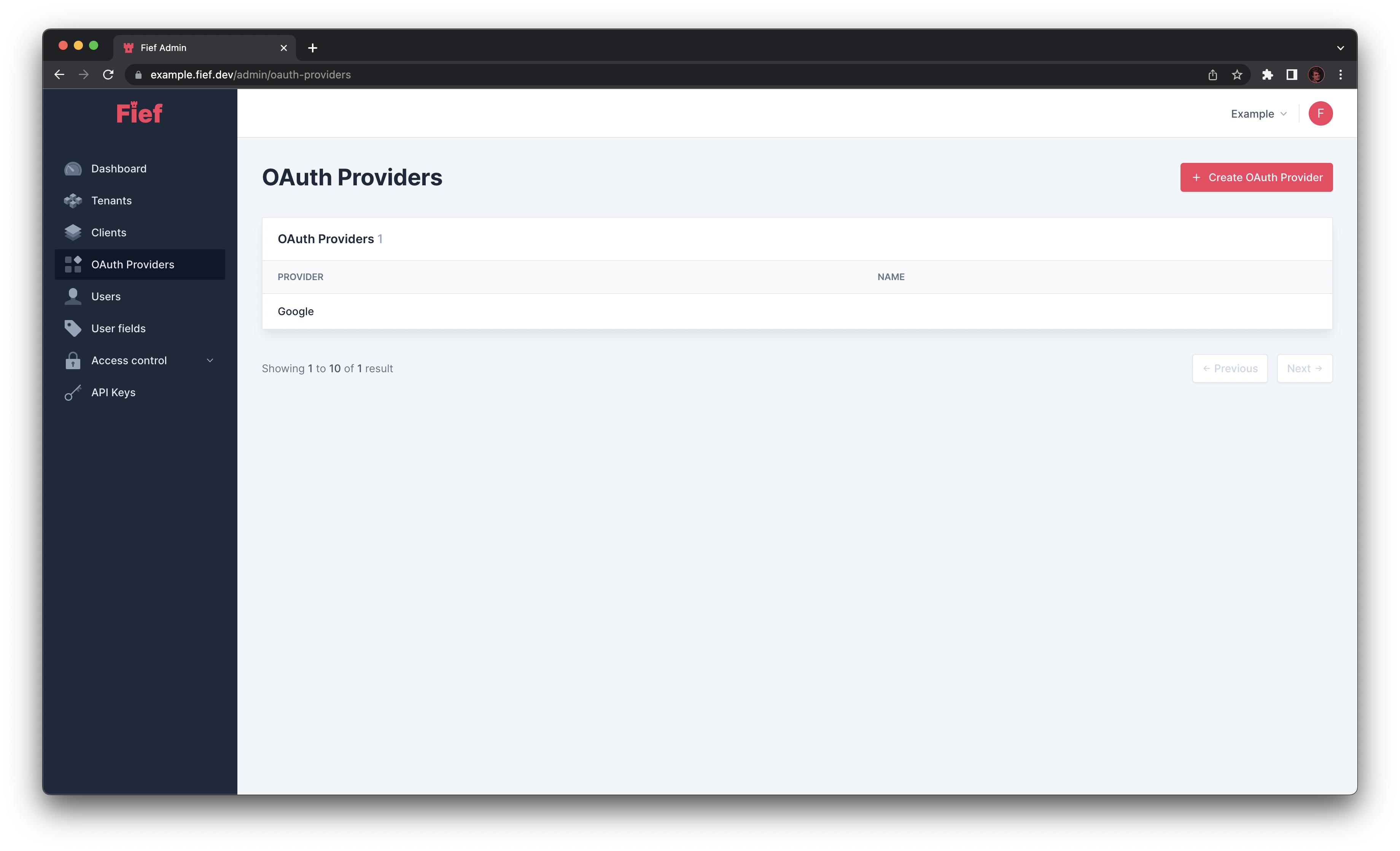 OAuth Providers from admin dashboard
