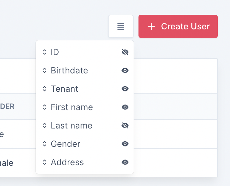 Customize users fields view from admin dashboard