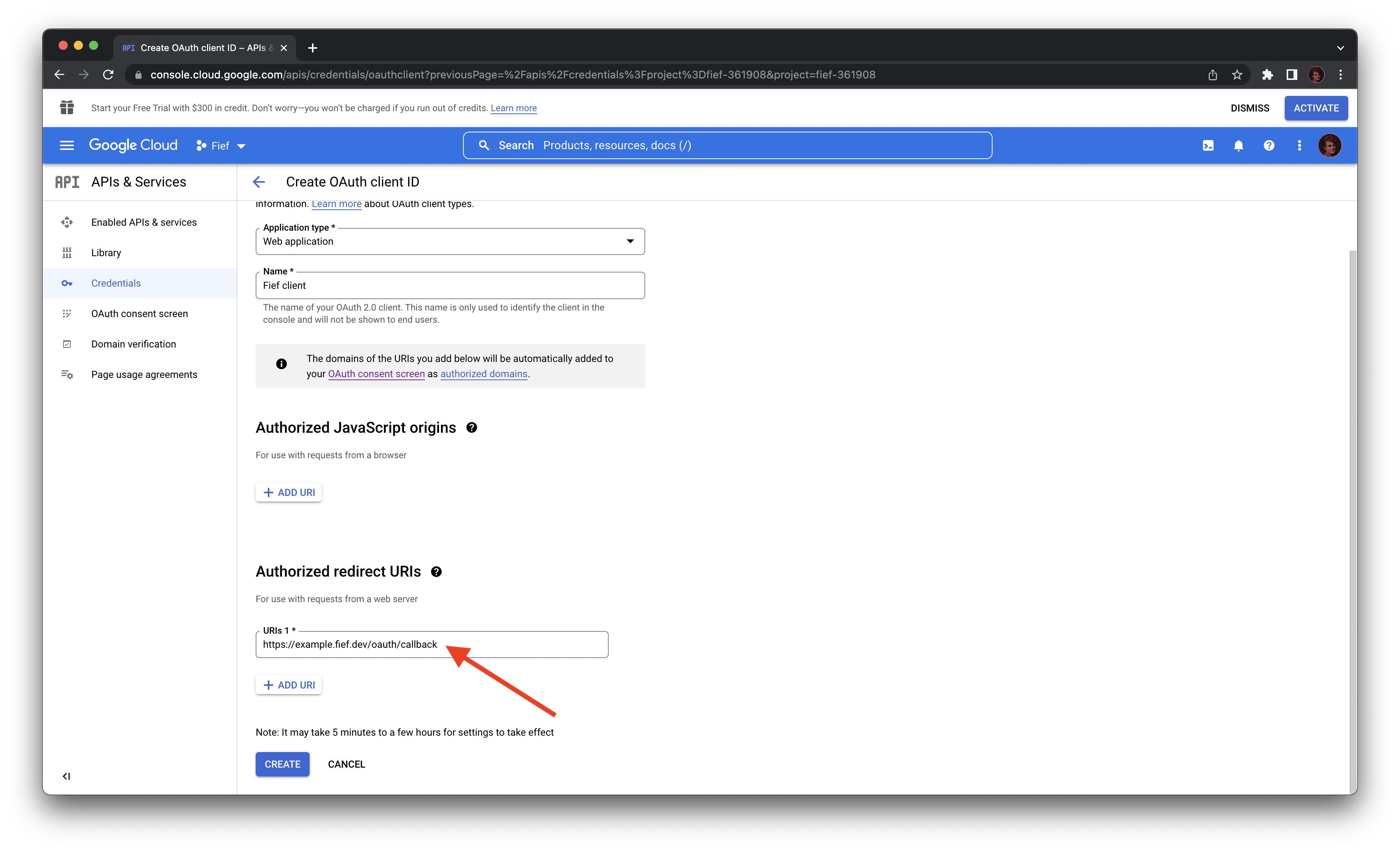 Google redirect URI OAuth2 client configuration